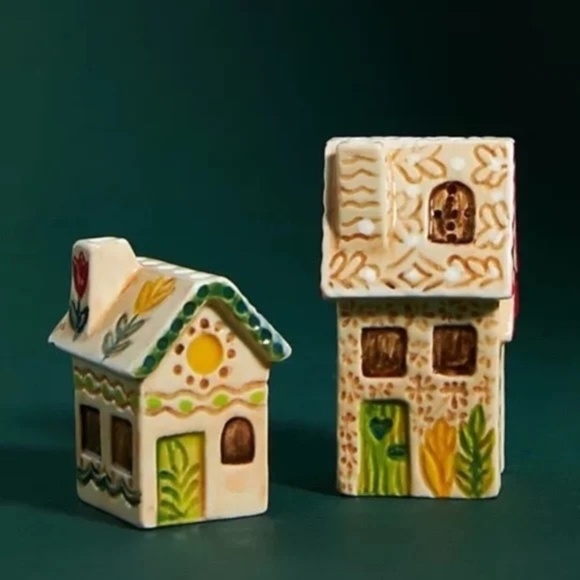 NWT Anthropologie Nathalie Lete Christmas Cottage Salt and Pepper Shakers - Picture 2 of 5